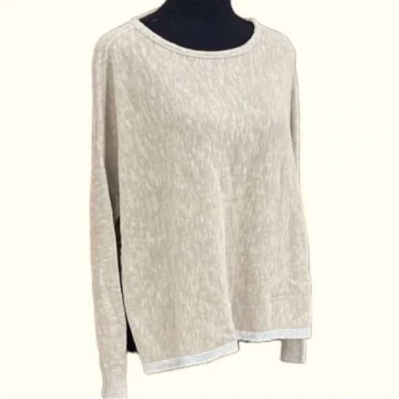 Eileen Fisher Tan/White Boat Neck Organic Linen/Cotton Blend Sweater Sz XL - Picture 2 of 7